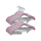 SONGMICS Pants Hangers, Set of 30 Velvet Hangers with Adjustable Clips, Space-Saving, Non-Slip for Skirts, Coats, Dresses, 16.7-Inch Long, Pale Purple
