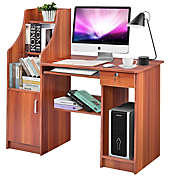 Gymax Computer Study Desk Laptop Table Writing Workstation W/Bookshelf