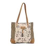 Myra Bags Unique Key Upcycled Canvas & Cowhide Tote Bag