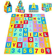 Slickblue Kids Foam Interlocking Puzzle Play Mat with Alphabet and Numbers 72 Pieces Set