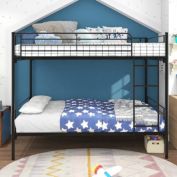 Infinity Merch Twin-Over-Full Bunk Bed with Metal Frame and Ladder in Black