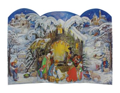 Sellmer Seasonal Decorative 3-D Manger Scene Christmas Advent Calendar - 10.5"H x 14.5"W x 3"D