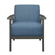 Lazzara Home Ride Blue Textured Upholstery Solid Wood Antique Gray Finish Accent Chair