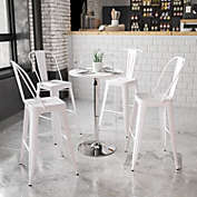 Emma + Oliver 23.75" Round 26.25" - 35.75 Adjustable Height White Wood Table