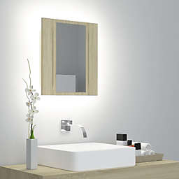 vidaXL LED Bathroom Mirror Cabinet Sonoma Oak 15.7