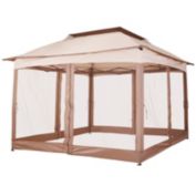 Outsunny 11&#39; x 11&#39; Pop Up Gazebo Canopy with 2-Tier Soft Top, Removable Zipper Netting, Event Tent with Large Space Shade, Portable Travel Storage Bag for Patio Backyard Garden