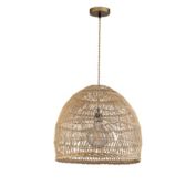 ELE Light & Decor Aura 1-Light Brown Pendant Design Pendant Light with Rattan Shade