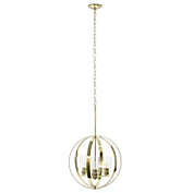 Lalia Home 3-Light 18" Adjustable Industrial Globe Hanging Metal and Clear Glass Ceiling Pendant for Kitchen Foyer Hallway Bedroom Living Room Dining Room, Gold