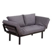 HOMCOM  Single Person Chaise Lounger Sofa Bed with 5 Adjustable Positions, 2 Large Pillows, and Birch Legs, Dark Grey