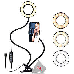 Teds Selfie Ring Light with Cell Phone Holder for Live Stream Makeup,3 Color Modes, 360 ° Flexible Goose neck with Desk Clamp Clip