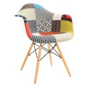 LeisureMod Willow Multi-Colored Patchwork Fabric Eiffel Accent Chair - Multi-Color