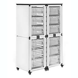Luxor Modular Classroom Storage Cabinet - 4 stacked modules with 12 large bins