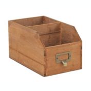 Cheungs Home Indoor Office Decorative Wooden Organizational Box With 2 Storage Compartments And Label Slot