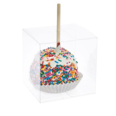 Stockroom Plus 30 Pack Clear Candy Apple Boxes with Hole for Birthday Party Favors, Wedding Supplies, Baby Shower (4 x 4 x 4 In)