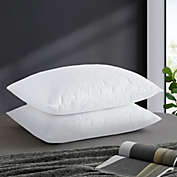 Unikome 2 Pack Medium Soft  Goose Feather and Down Bed Pillows in White with Classic Cloud Quilting, Standard/Queen