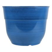 Garden Elements Glazed Brushed Happy Large Plastic Planter, Dark Blue, 15 Inch