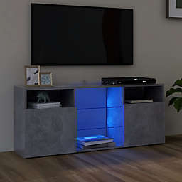 vidaXL TV Cabinet with LED Lights Concrete Gray 47.2