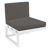 Luxury Commercial Living 30" White Outdoor Patio Extension Lounge Chair with Charcoal Sunbrella Cushion