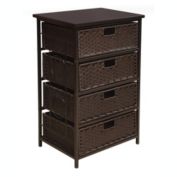 Badger Basket Co. August Collection Tall Four Basket Storage Unit - Espresso