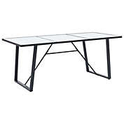 vidaXL Dining Table White 78.7"x39.4"x29.5" Tempered Glass