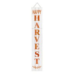 Happy Harvest Wood Porch Sign-White 11.75in