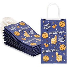 Blue Panda Small Basketball Gift Bags with Handles for Sports Party (5.3 x 9 x 3 in, 24 Pack)