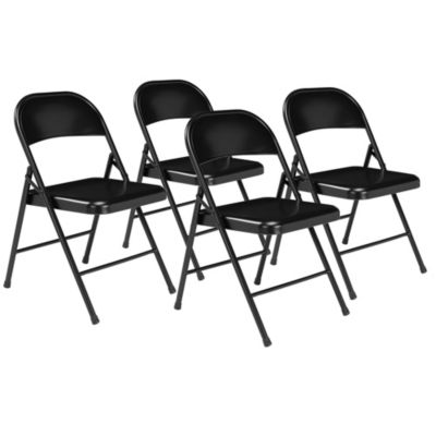 National Public Seating  Basics by 900 Series All-Steel Folding Chair, Pack of 4 - Black