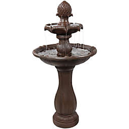 Sunnydaze 2-Tier Pineapple Solar Water Fountain with Battery Backup - Rust - 46-Inch