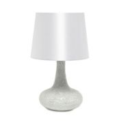 Simple Designs Mosaic Tiled Glass Genie Table Lamp with Fabric Shade, Whie