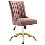 Modway Furniture Empower Channel Tufted Performance Velvet Office Chair, Gold Dusty Rose