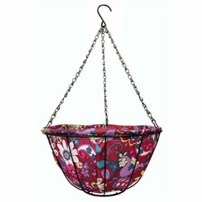 Gardener's Select 141223 Hanging Basket with Fabric Coco Liner, Red/Purple, 12