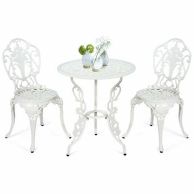 Costway-CA 3 Pieces Patio Table Chairs Furniture Bistro Set