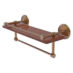 Allied Brass Monte Carlo Collection 16 Inch IPE Ironwood Shelf with Gallery Rail and Towel Bar