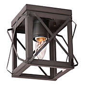 Irvins Country Tinware Irvin&#39;s Country Tinware Single Ceiling Light with Folded Bars in Kettle Black