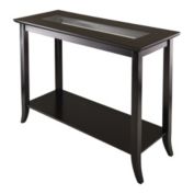 Winsome Wood Genoa Rectangular Console Hall Table With Glass And Storage Shelf