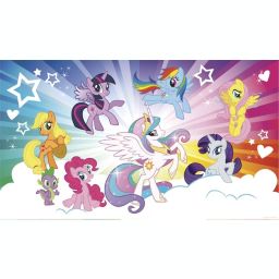 Roommates Decor My Little Pony Cloud XL Chair Rail Prepasted Wallpaper Mural 6' x 10.5' - Ultra-strippable
