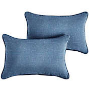 Outdoor Living and Style Set of 2 Blue Jean Rectangular Indoor and Outdoor Lumbar Pillow, 20-Inch