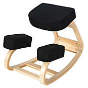 Slickblue Ergonomic Kneeling Chair Rocking Office Desk Stool Upright Posture-Black