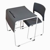 Luxor Lightweight Stackable Student Desk and Chair - 1 Pack, Slate Gray / White