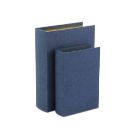 Cheungs Home Decorative Canter Isle Navy Blue Linen Book Box Set