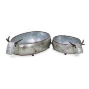 Cheungs Decorative Farmhouse style 2 piece cow themed planter set