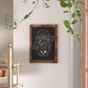 Flash Furniture Canterbury 18" x 24" Torched Wood Wall Mount Magnetic Chalkboard Sign with Eraser, Hanging Wall Chalkboard Memo Board for Home, School, or Business