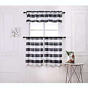 MarCielo 3 Piece Buffalo Kitchen Curtain With Swag and Tier Window Treatment Set
