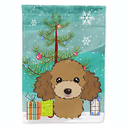 Caroline's Treasures Christmas Tree and Chocolate Brown Poodle Flag Canvas House Size 28 x 40