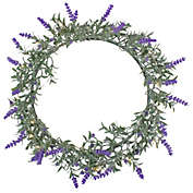 Northlight LED Lighted Artificial Lavender Spring Wreath- 16-inch, White Lights