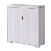 Saltoro Sherpi 34 Inch 2 Door Wooden Shoe Cabinet, White Oak-