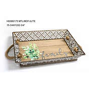 Contemporary Home Living 15.75" Brown and Green Rectangular Family Decorative Trays