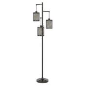 Saltaro Sherpi 72 Inch Metal Floor Lamp, 3 Hanging Mesh Shades, Bronze Black- Saltoro Sherpi