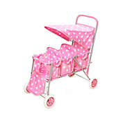 Badger Basket Co. Triple Doll Stroller - Pink Polka Dots