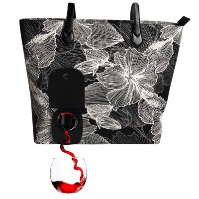 PortoVino City Tote Bag - Canvas Wine Purse with Hidden Insulated Compartment and Dispenser Flask that Holds and Pours 2 bottles of Wine! Traveling, Concerts, Bachelorette Party and Christmas Gift!